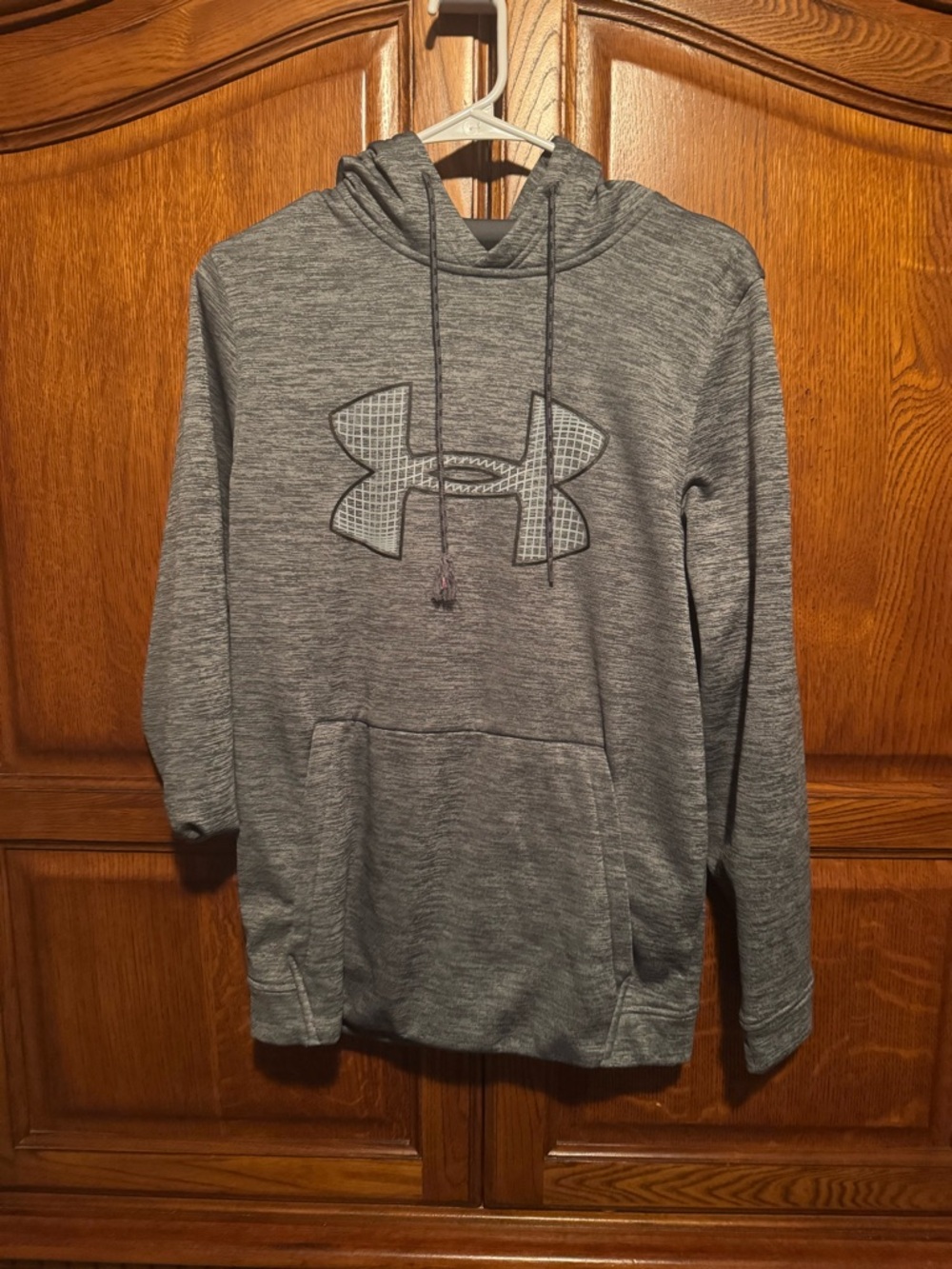 Under Armour ColdGear Hoodie Men’s Small Gray Loose Fit – Frayed Drawstring